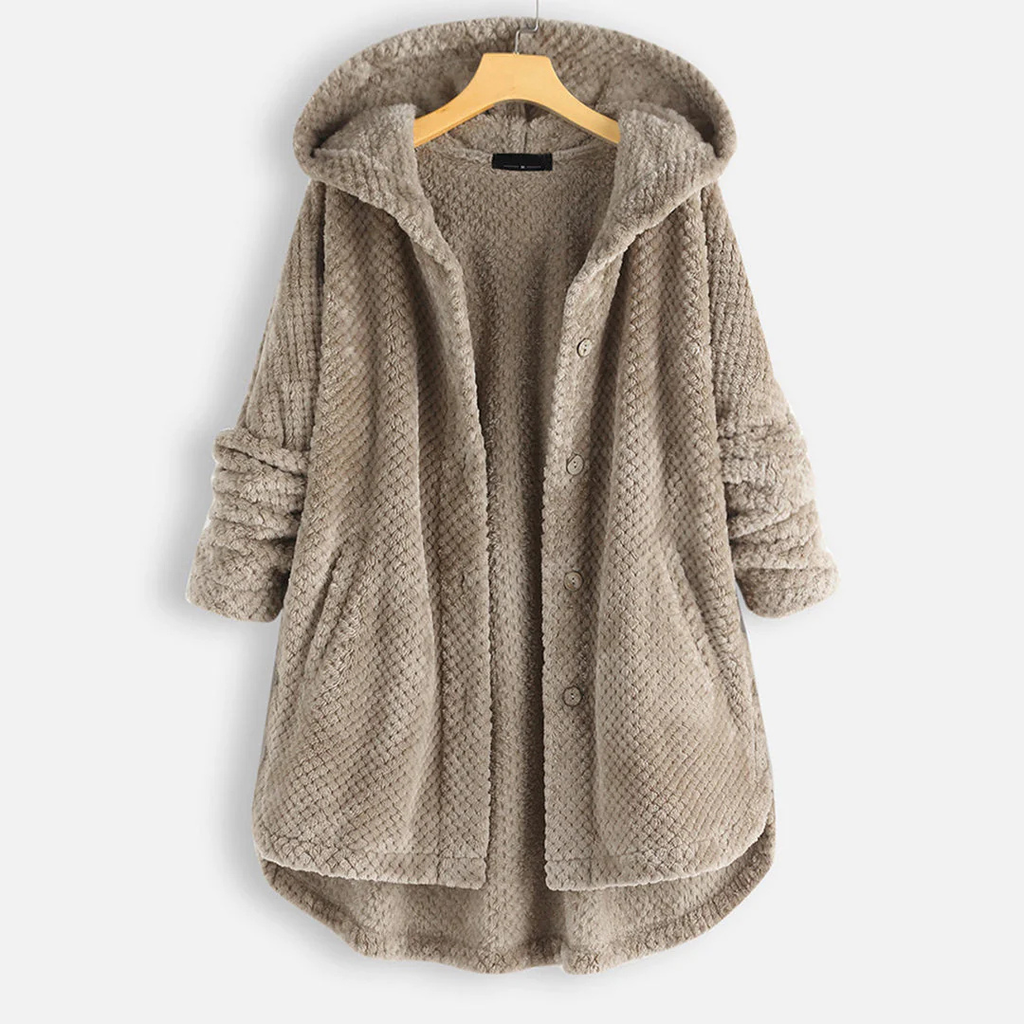 Damen Lange Winter Knopf Daunenjacke | Kapuze
