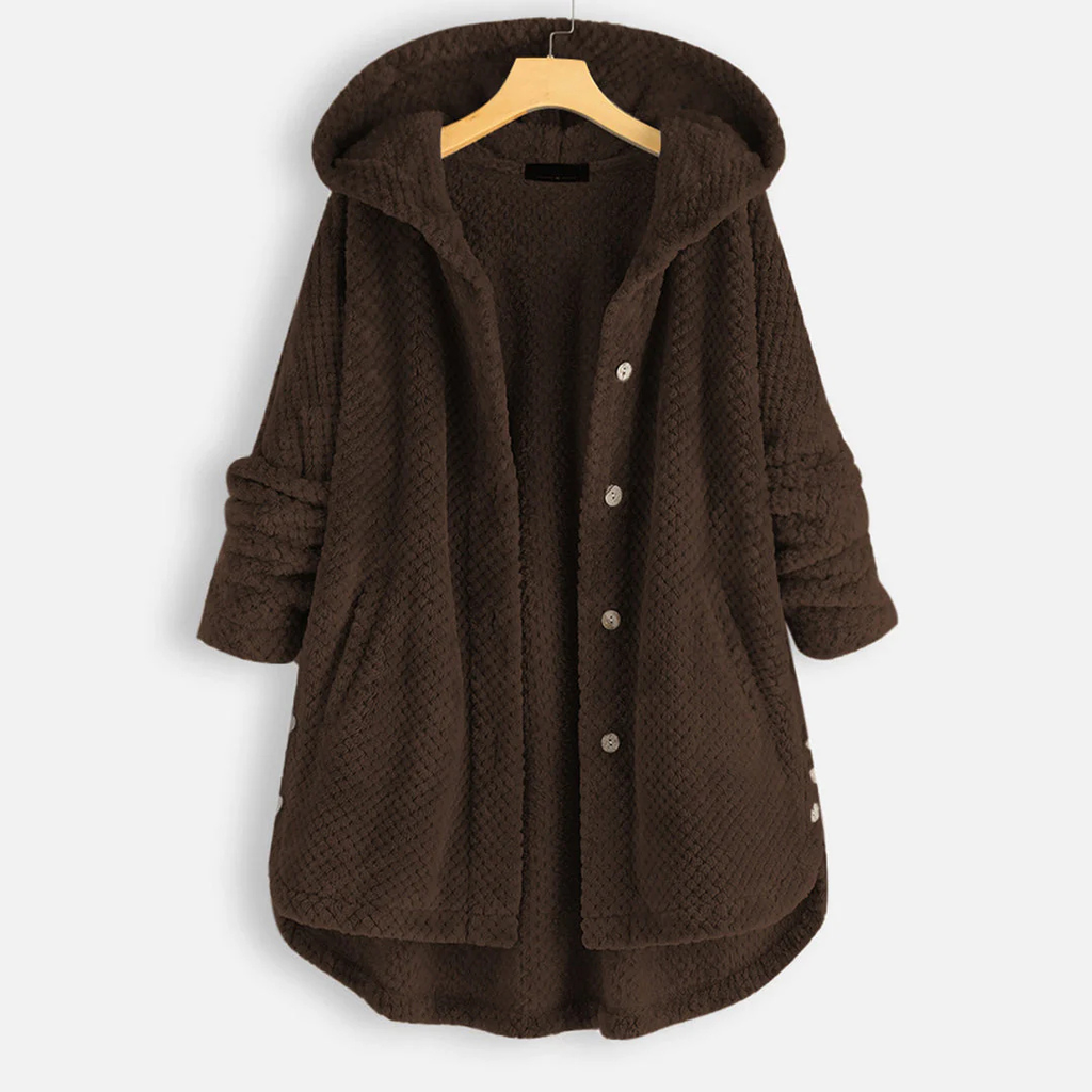 Damen Lange Winter Knopf Daunenjacke | Kapuze