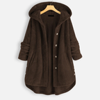 Damen Lange Winter Knopf Daunenjacke | Kapuze