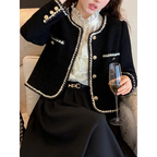 Damen Kurze Vintage Jacke | Perlenknopf