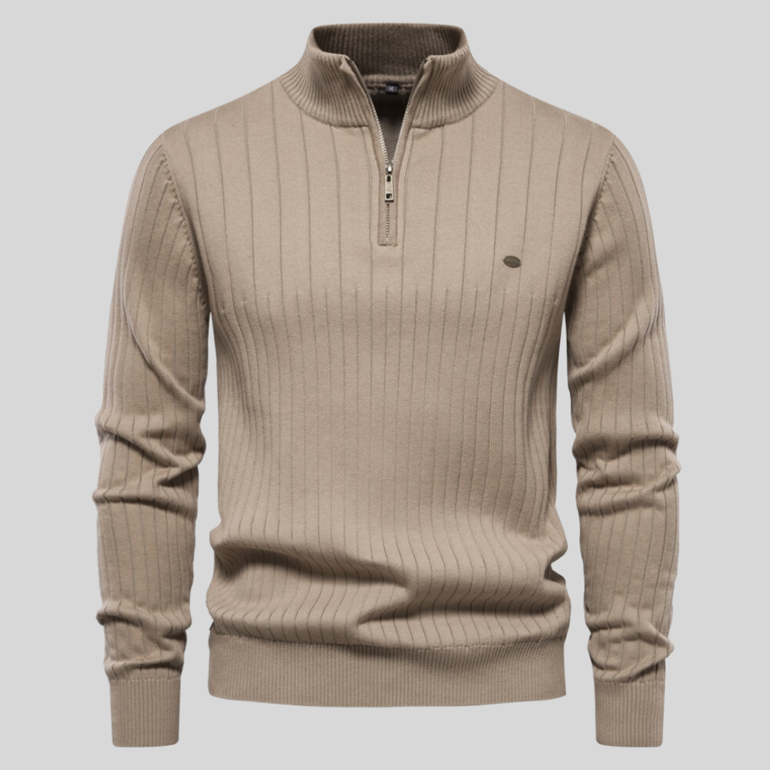 Herren Halber Reißverschluss Strickpullover | Langarm