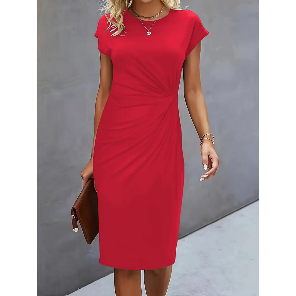 Damen Gerafftes, figurbetontes Kleid | Kurze Ärmel