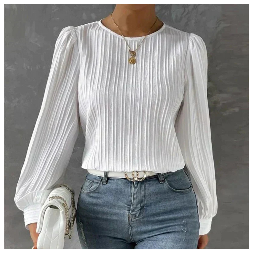 Damen Plissierte Bluse | Langarm