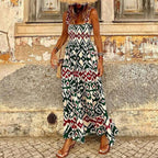 Damen Modernes Bedrucktes ärmelloses Ibiza Kleid | Maxi