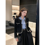 Damen Kurze Vintage Jacke | Perlenknopf
