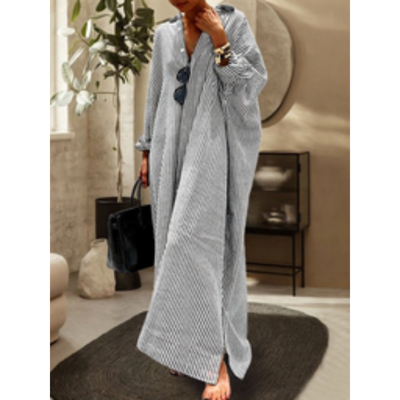 Lorie | Gestreiftes Baggy-Langes Kleid für Damen