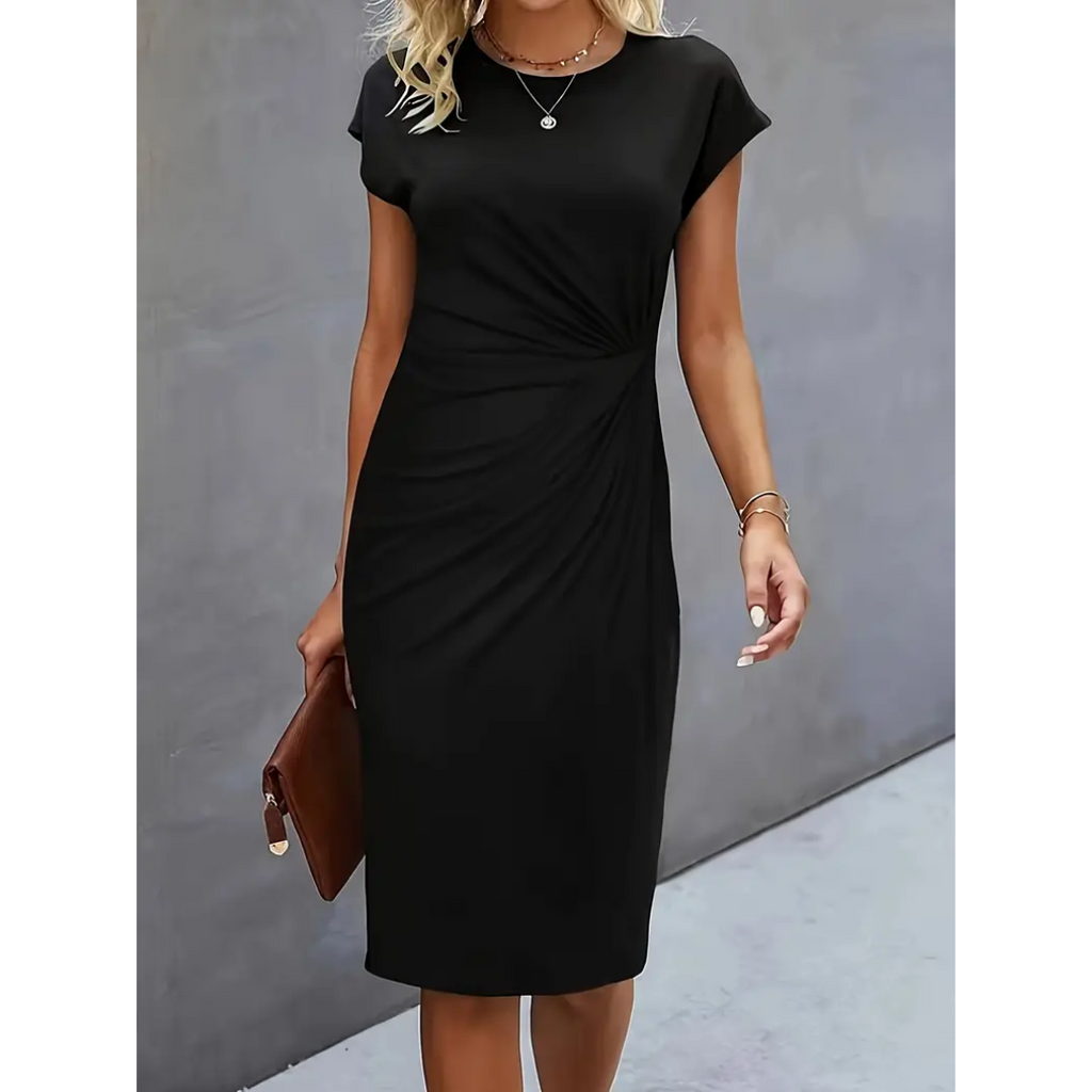 Damen Gerafftes, figurbetontes Kleid | Kurze Ärmel