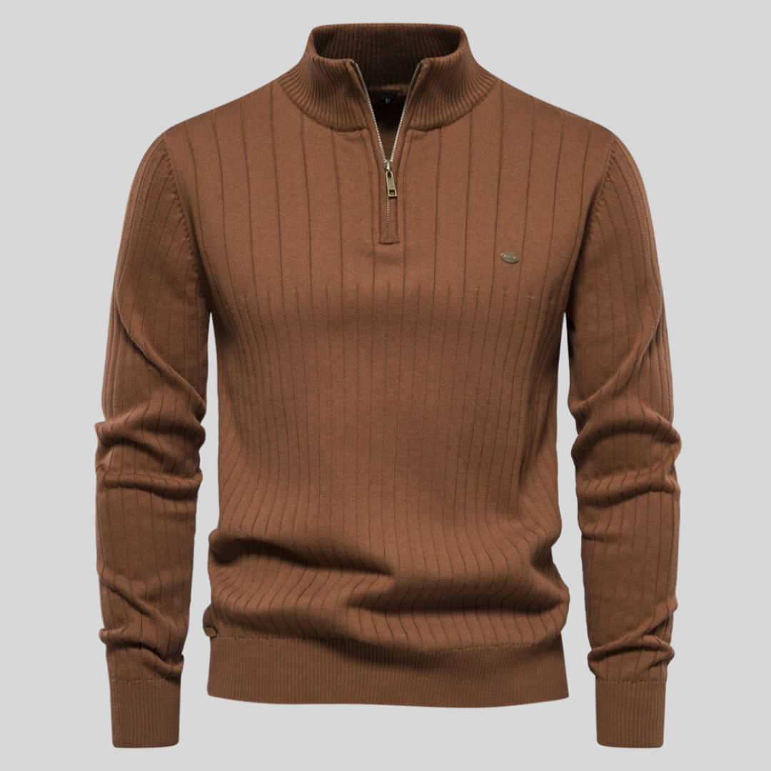 Herren Halber Reißverschluss Strickpullover | Langarm