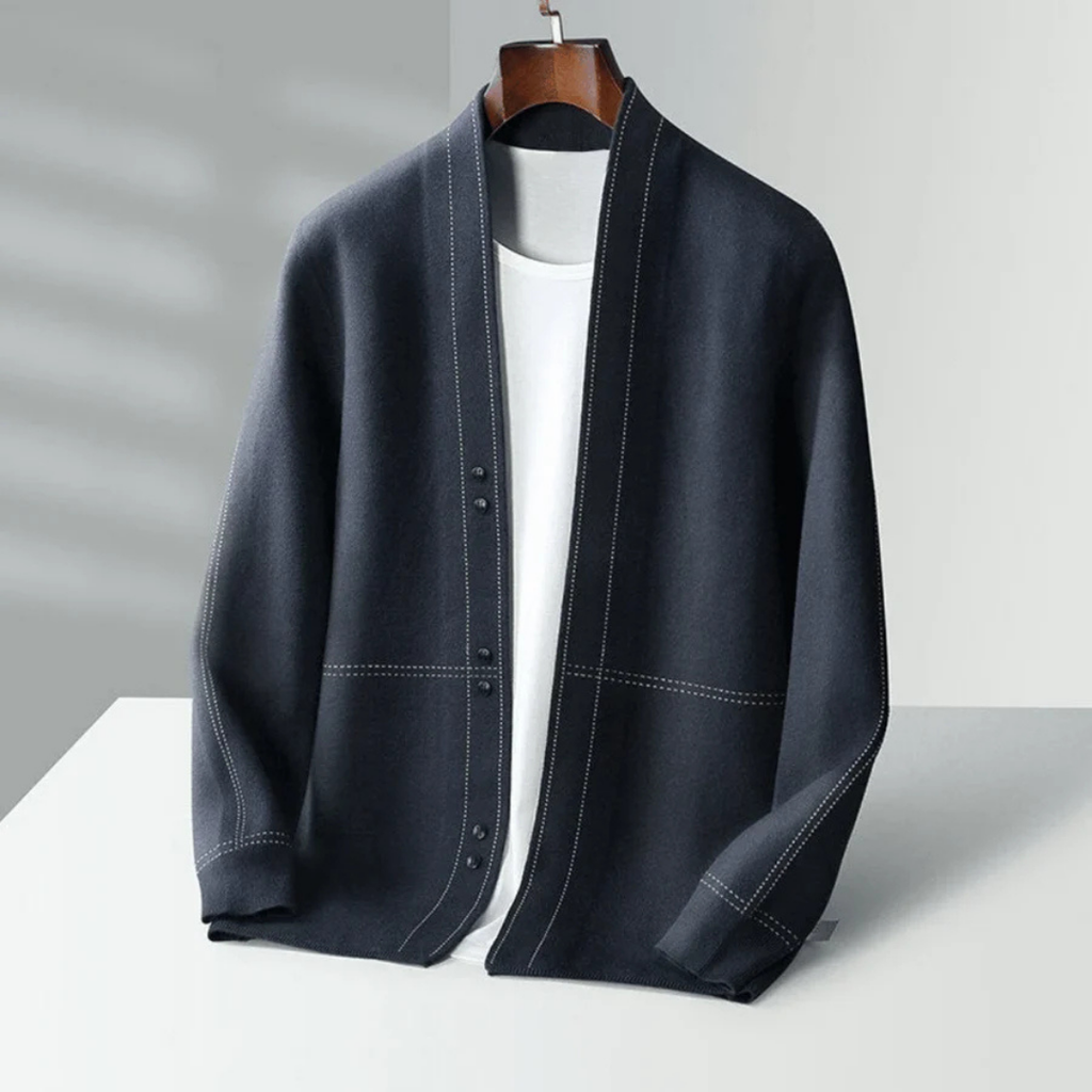 Herren Warme Winter Langarm Strickjacke | Knopf Daunen