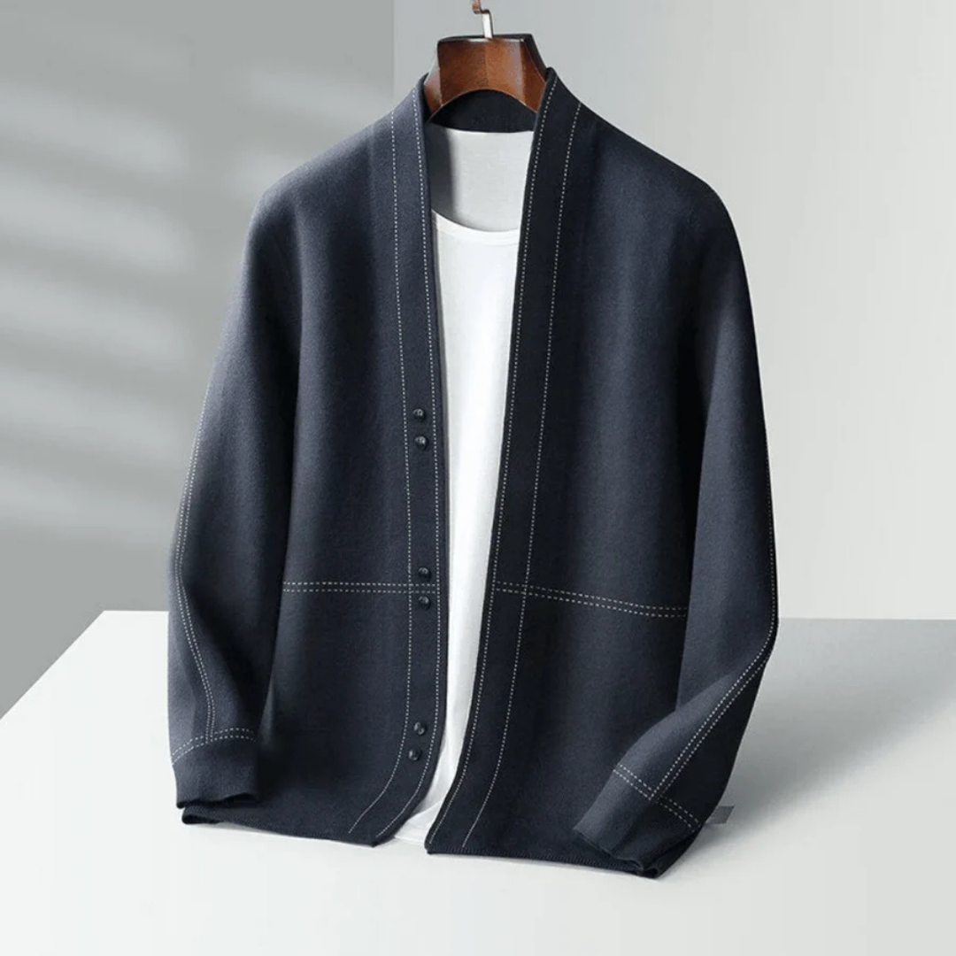 Herren Warme Winter Langarm Strickjacke | Knopf Daunen