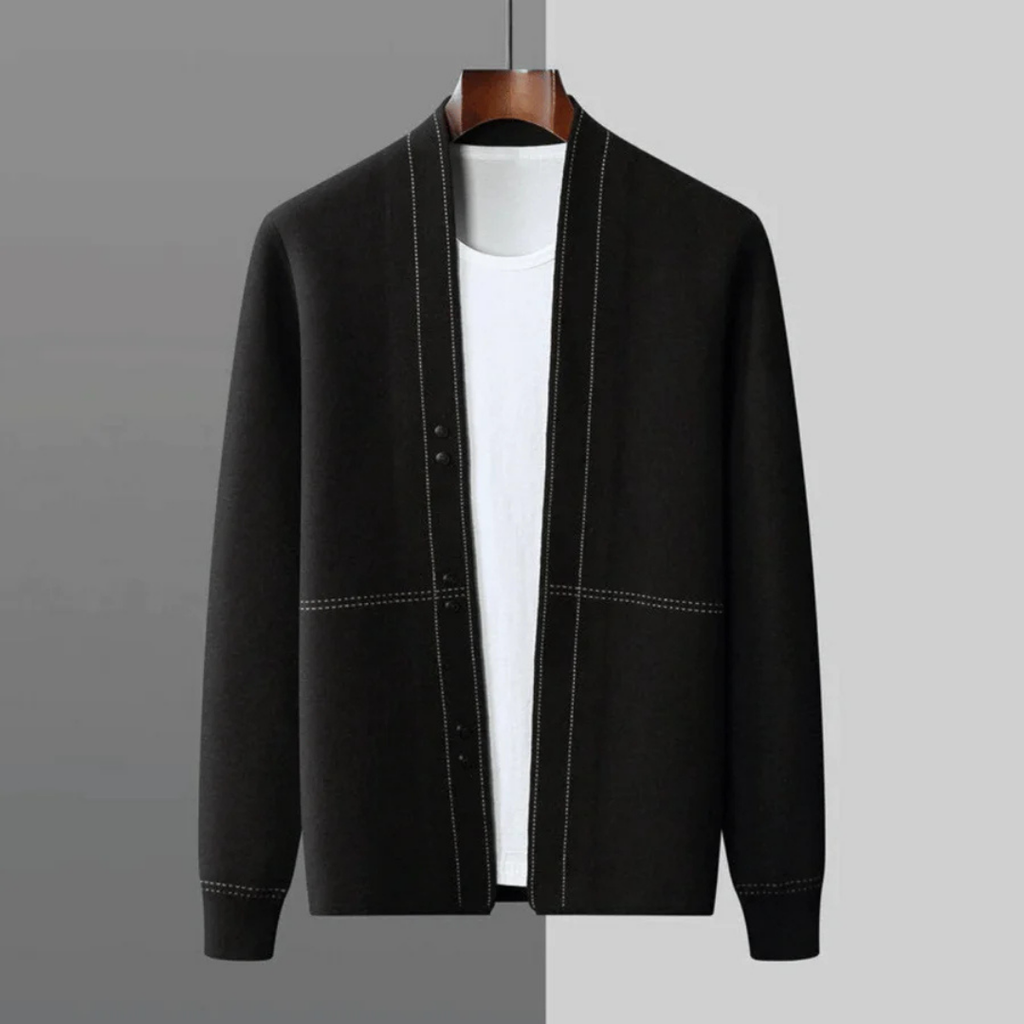 Herren Warme Winter Langarm Strickjacke | Knopf Daunen