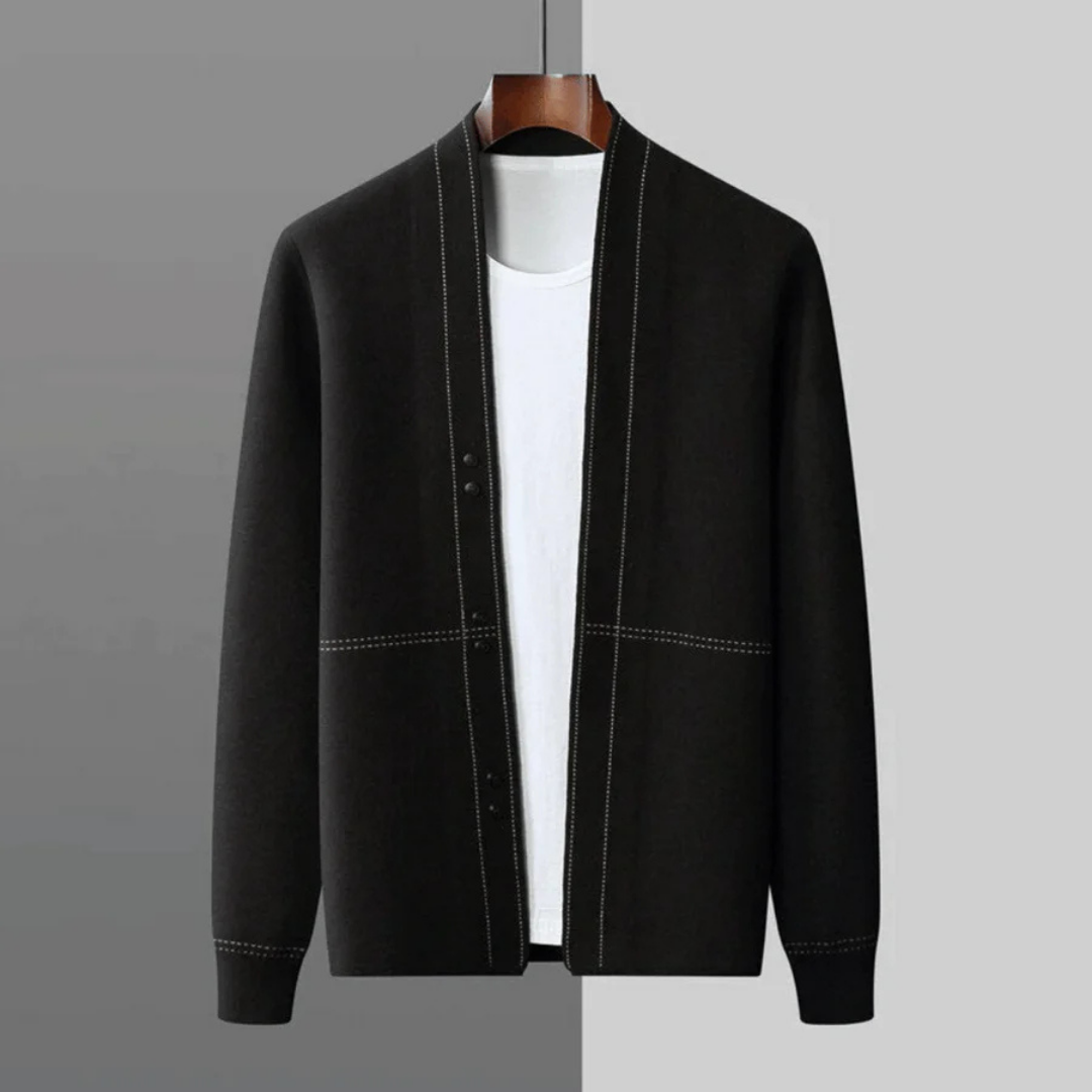 Herren Warme Winter Langarm Strickjacke | Knopf Daunen