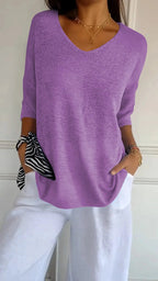 Chiara | Bequemes Damen-Stricktop mit V-Ausschnitt