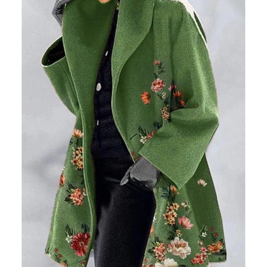 Damen Lange Winter Bedruckter Mantel | Warm