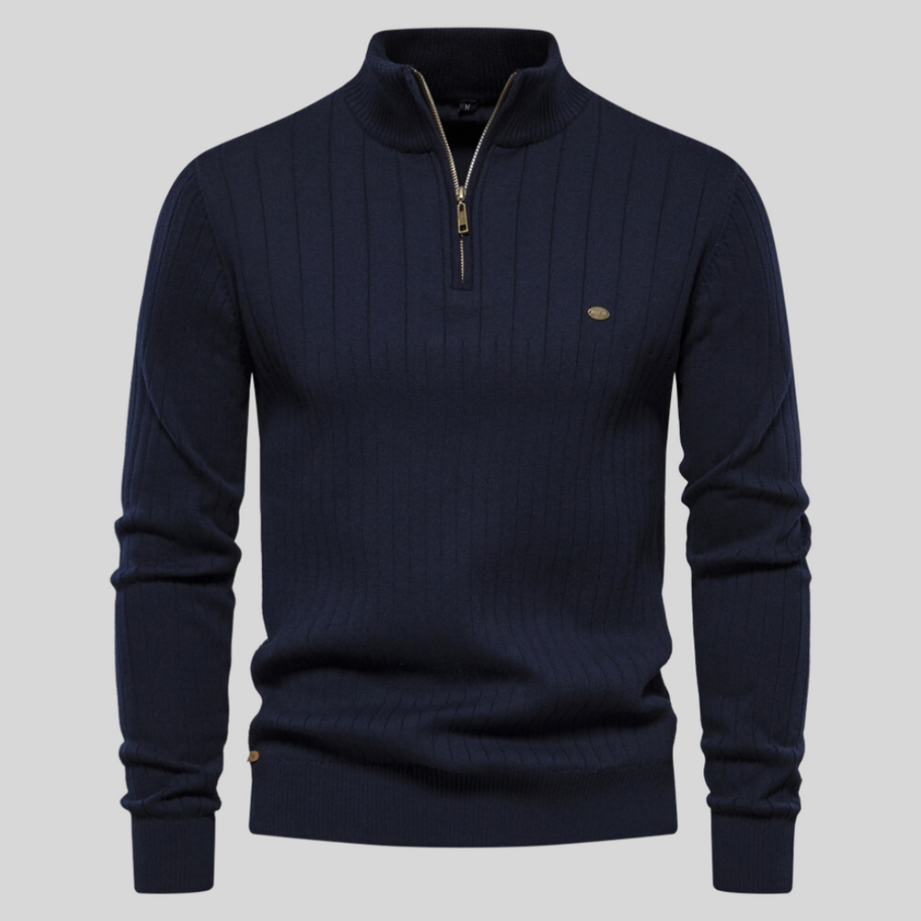 Herren Halber Reißverschluss Strickpullover | Langarm