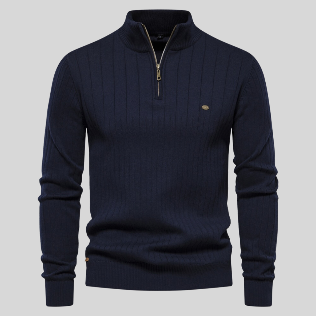 Herren Halber Reißverschluss Strickpullover | Langarm