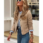 Damen Knopf Daunen Langarm Jacke | Kurz