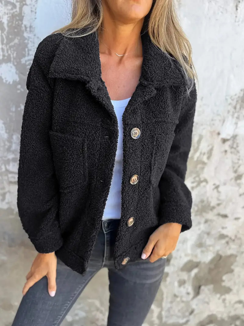 Langärmeliger Damen-Teddy-Mantel | Lässig