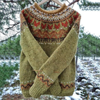 Damen Langarm Winter Warm Pullover | Rundhalsausschnitt