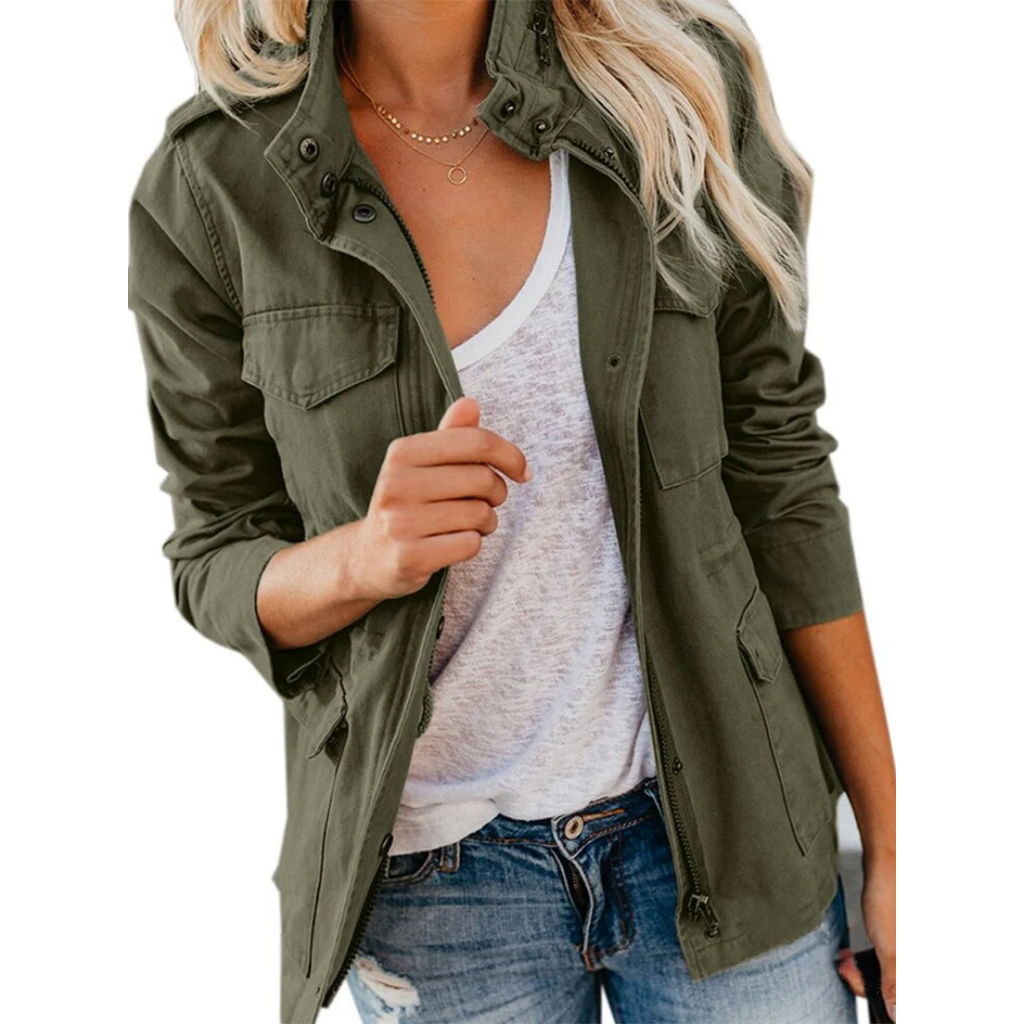 Damen Reißverschluss Lässige Jacke | Stilvoll