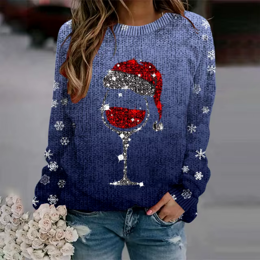 Damen Warmer Strick-Weihnachtspullover | Rundhalsausschnitt