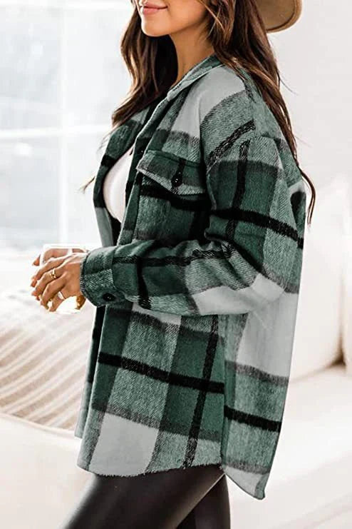 Damen Langarm Warme Hemdjacke | Knopf Daunen