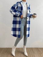 Karierter Damen-Teddy-Mantel | Warm