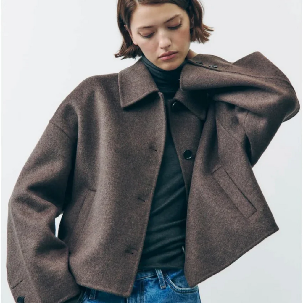 Damen Kurze Strickmantel | Langarm