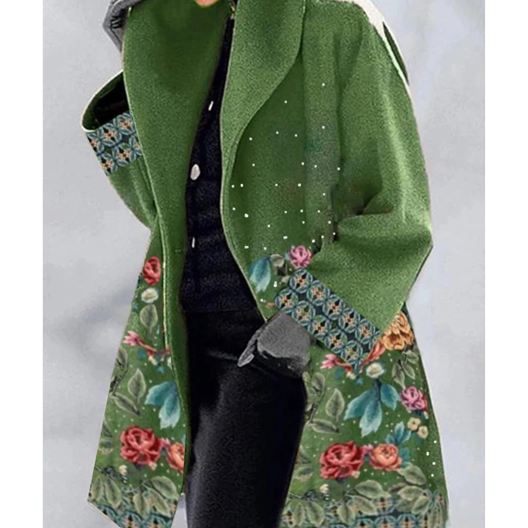 Damen Lange Winter Bedruckter Mantel | Warm