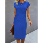 Damen Gerafftes, figurbetontes Kleid | Kurze Ärmel