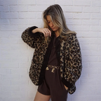 Lea | Jacke mit O-Ausschnitt und Leopardenprint