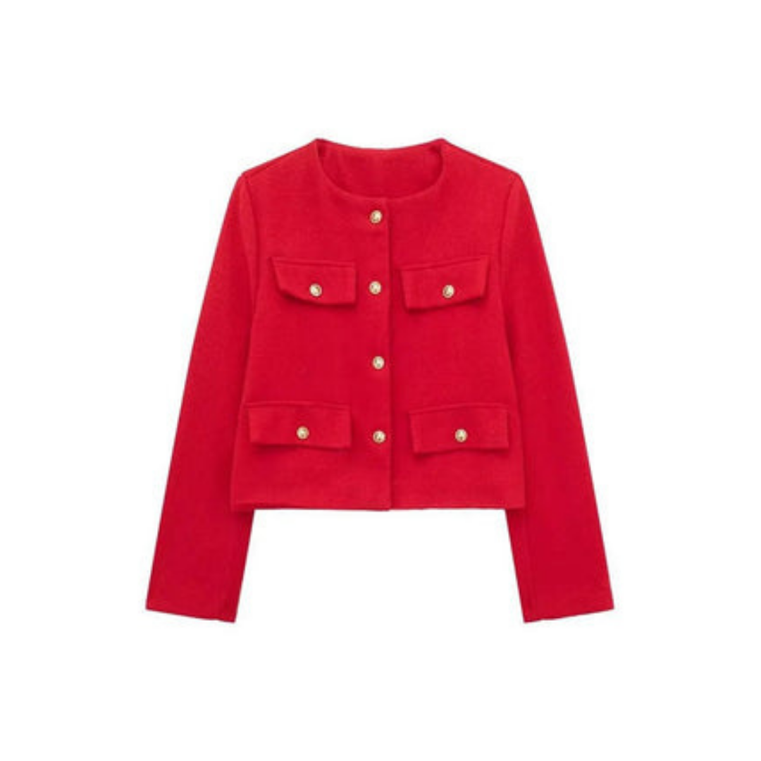 Damen Kurze Vintage Jacke | Langarm