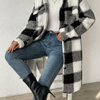 Karierter Damen-Teddy-Mantel | Warm