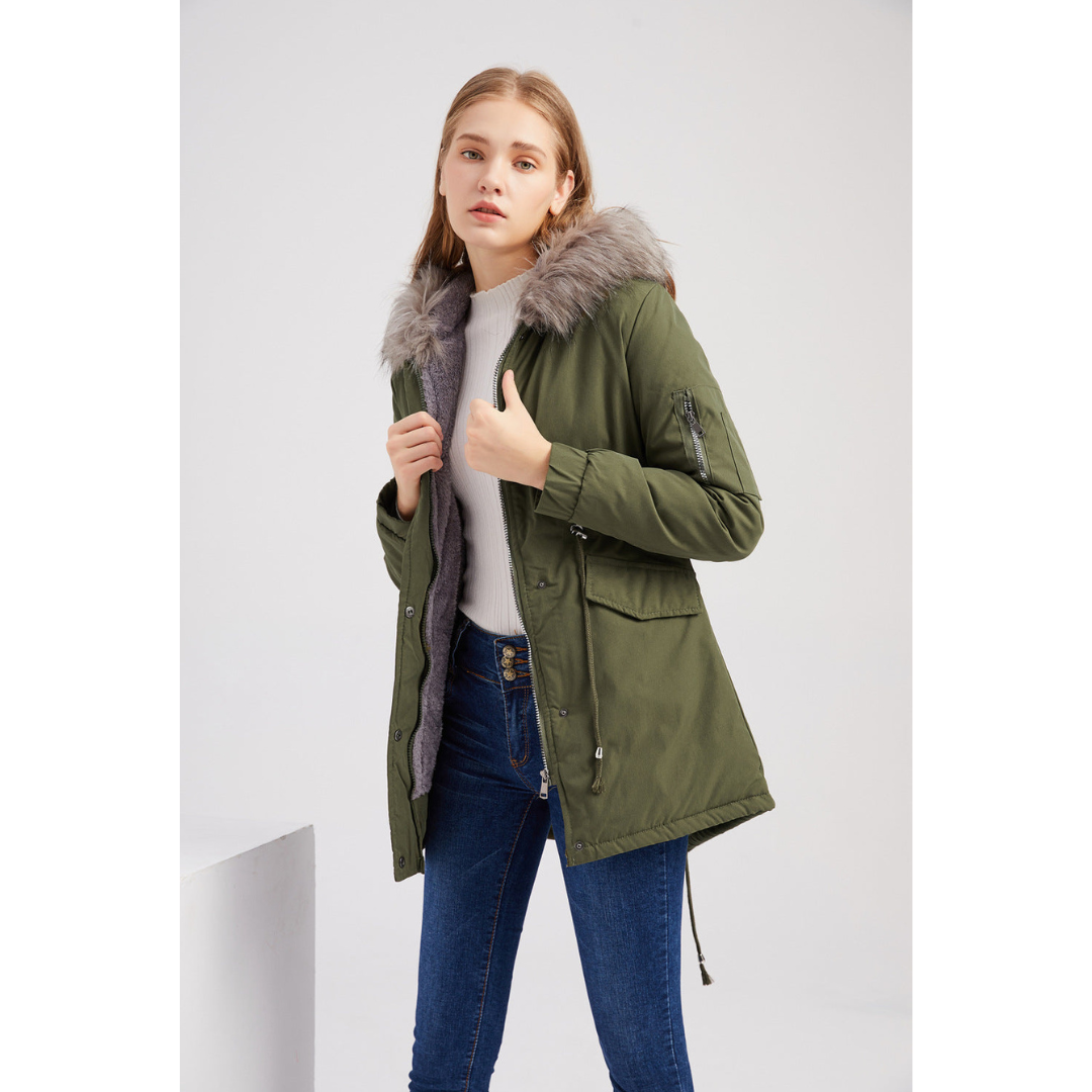 Damen Kapuze Winter Parka Jacke | Warm