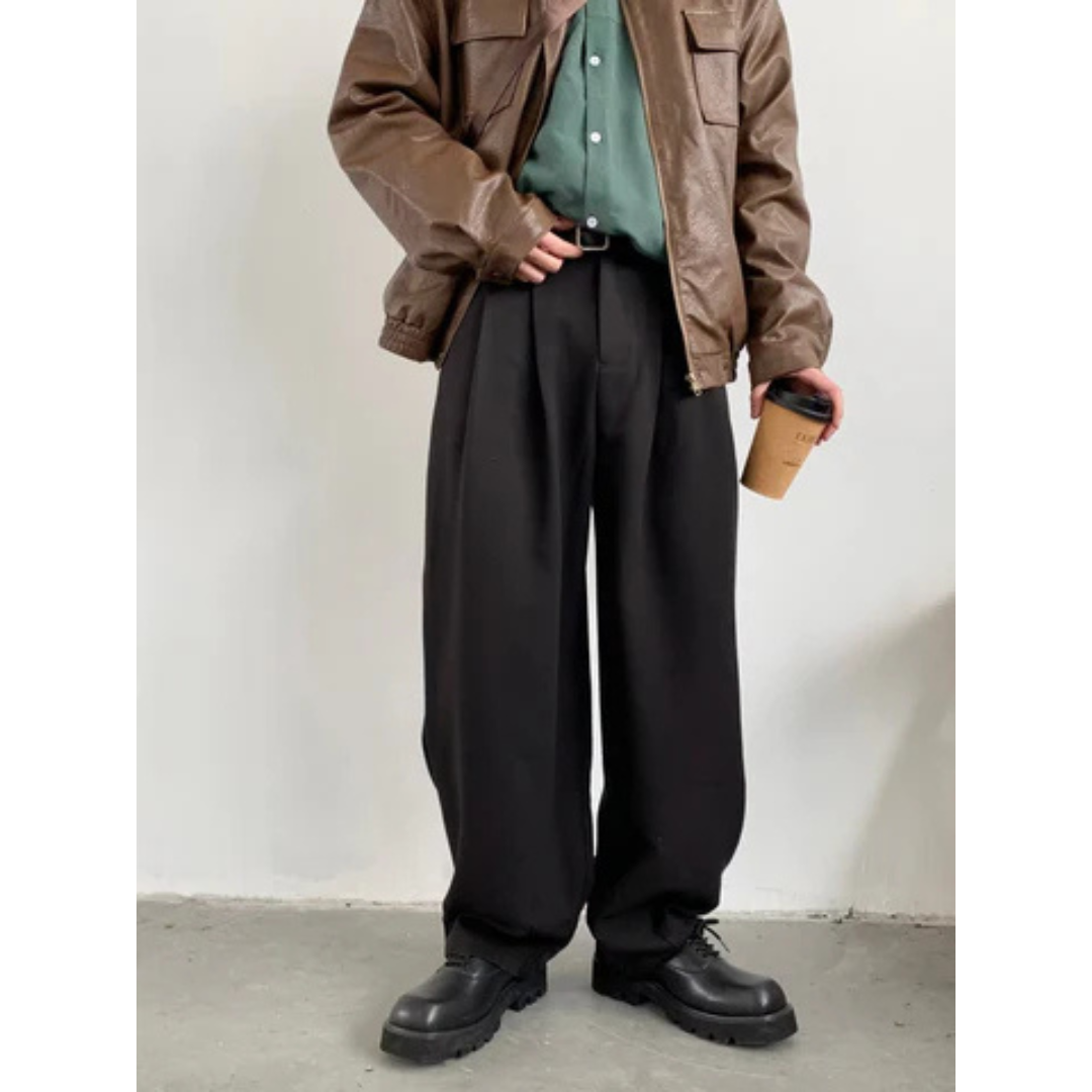 Herren Weitbein Hose | Schwarz