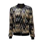 Damen Pailletten Reißverschluss Jacke | Langarm