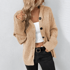 Brittan | Damen Warme Strickjacke | Knopf Daunen
