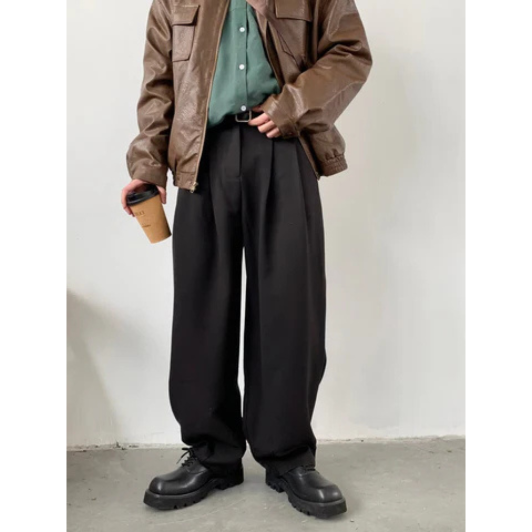 Herren Weitbein Hose | Schwarz