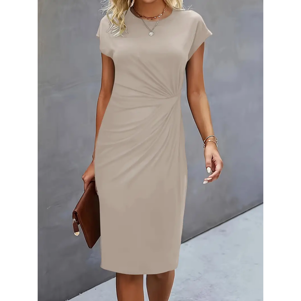 Damen Gerafftes, figurbetontes Kleid | Kurze Ärmel