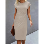Damen Gerafftes, figurbetontes Kleid | Kurze Ärmel