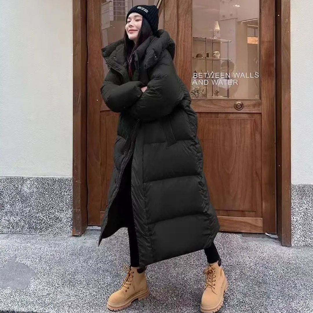 Damen Lange Winter Puffer Daunenjacke | Kapuze