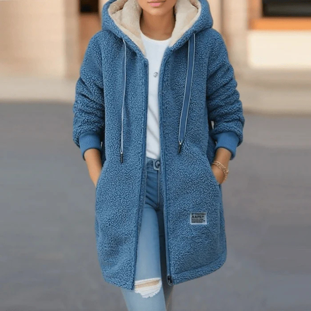 Damen Langarm Winter Warm Kapuzenjacke | Lange