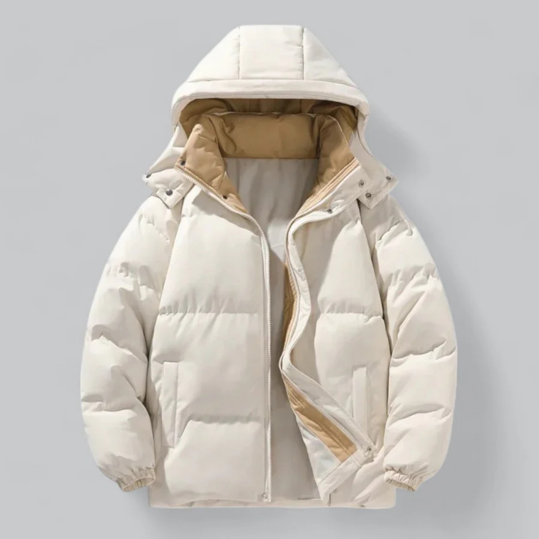 Herren Puffer Reißverschluss Winterjacke | Kapuze