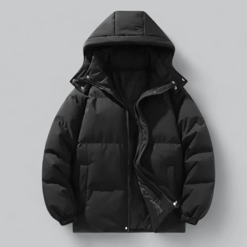 Herren Puffer Reißverschluss Winterjacke | Kapuze