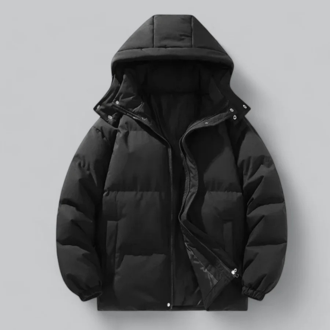 Herren Puffer Reißverschluss Winterjacke | Kapuze