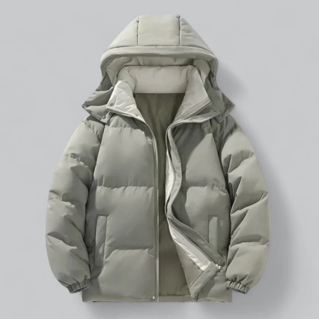 Herren Puffer Reißverschluss Winterjacke | Kapuze