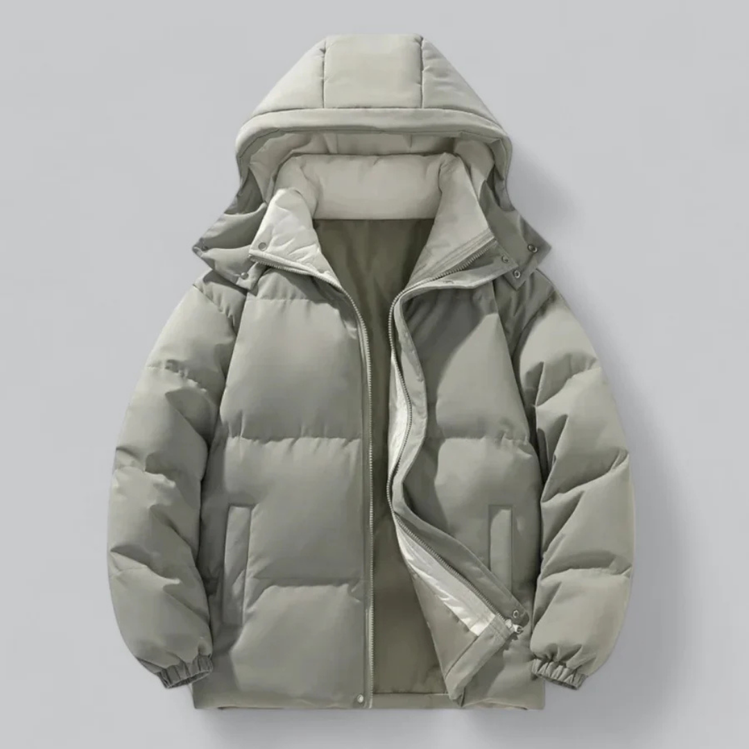 Herren Puffer Reißverschluss Winterjacke | Kapuze