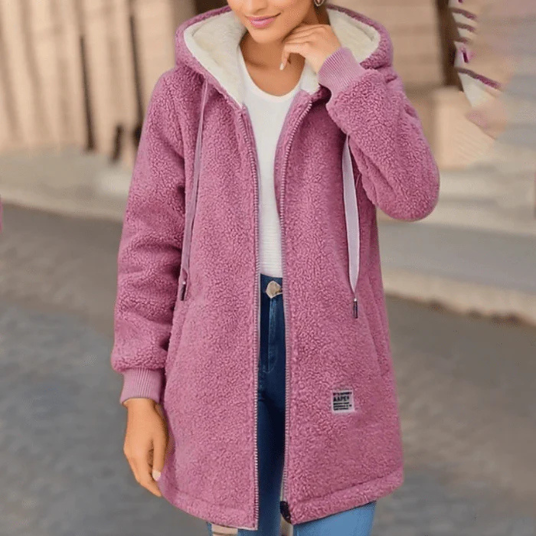 Damen Langarm Winter Warm Kapuzenjacke | Lange