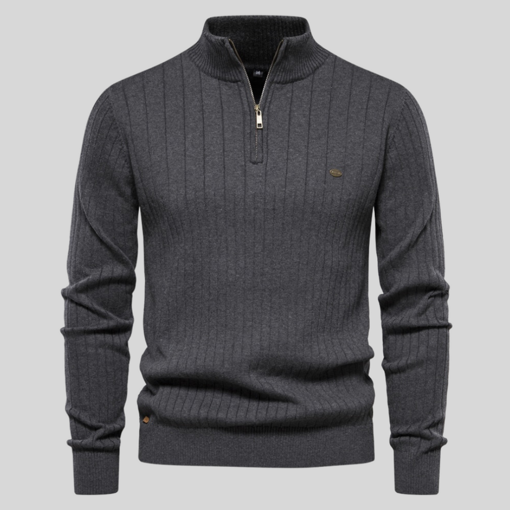 Herren Halber Reißverschluss Strickpullover | Langarm