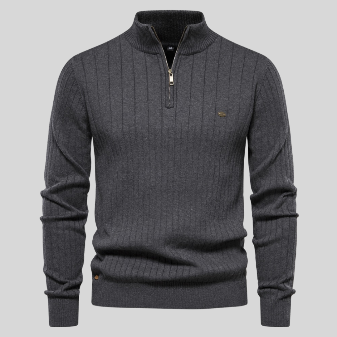 Herren Halber Reißverschluss Strickpullover | Langarm